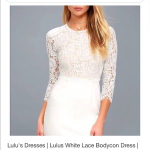 Lulus She Knows White Lace Bodycon Dress